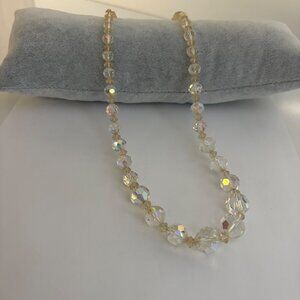 Vintage Aurora Borealis Graduated Faceted Crystal Beaded Necklace Timeless